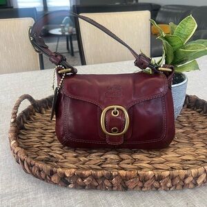 Coach Wine Bleeker Buckle Flap 11427
